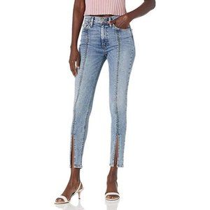 Hudson ~Barbara Organic Cotton Split Hem Skinny Distressed Jeans size 28